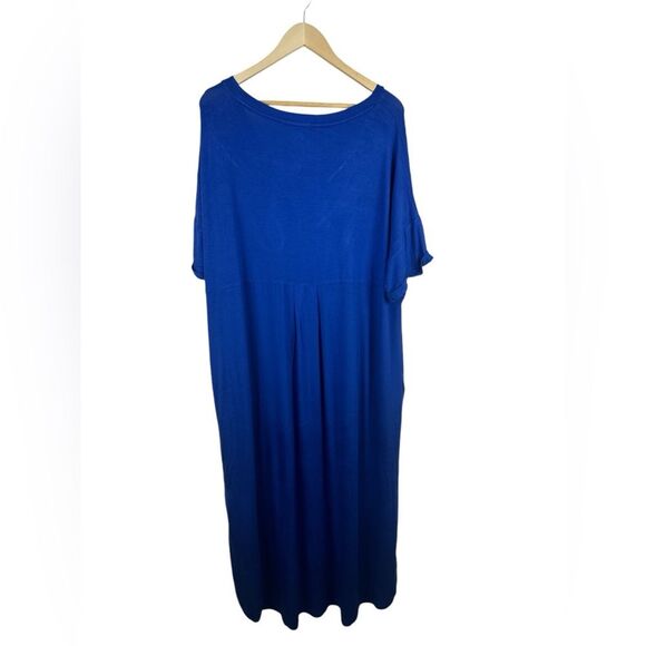 Culture Code Women’s Long Blue Flowy Stretchy Short Sleeve Dress Plus Sz 2X - Picture 3 of 6